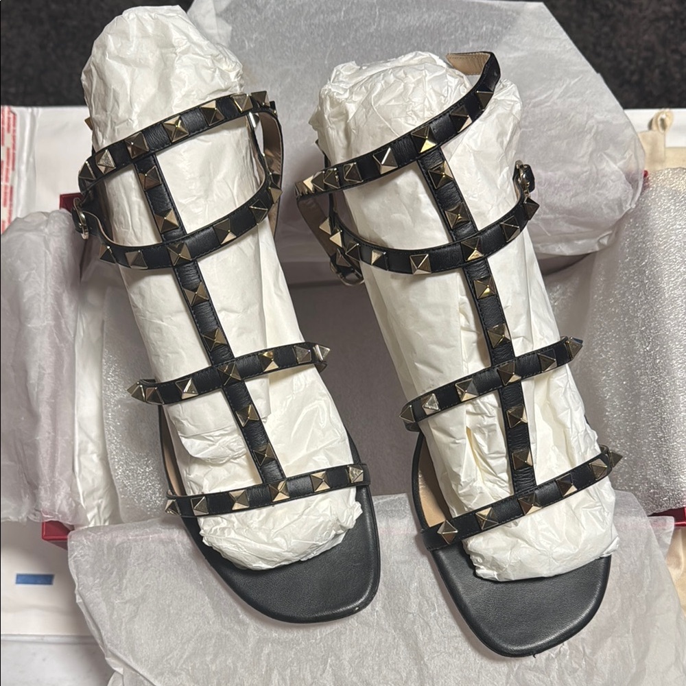 Valentino Black Studded Sandals